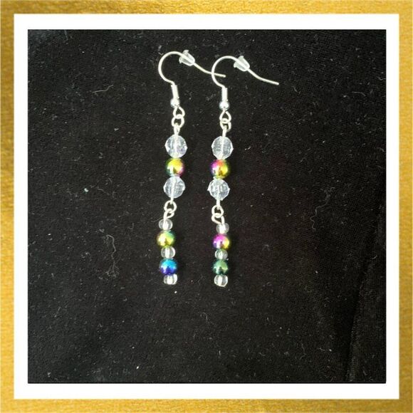 3/$20 Hand Crafted BEADED Dangle HANDMADE Silver EARRINGS - Picture 1 of 1